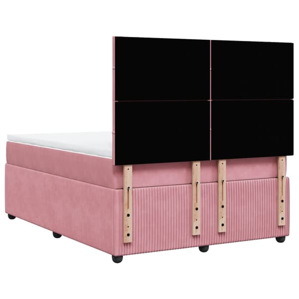 Ramsäng med madrass rosa 140x190 cm sammet