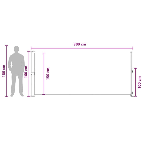 Utfällbar sidomarkis Rektangulär 160 x 300 cm