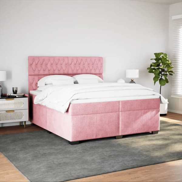 Ramsäng med madrass rosa 200x200 cm sammet