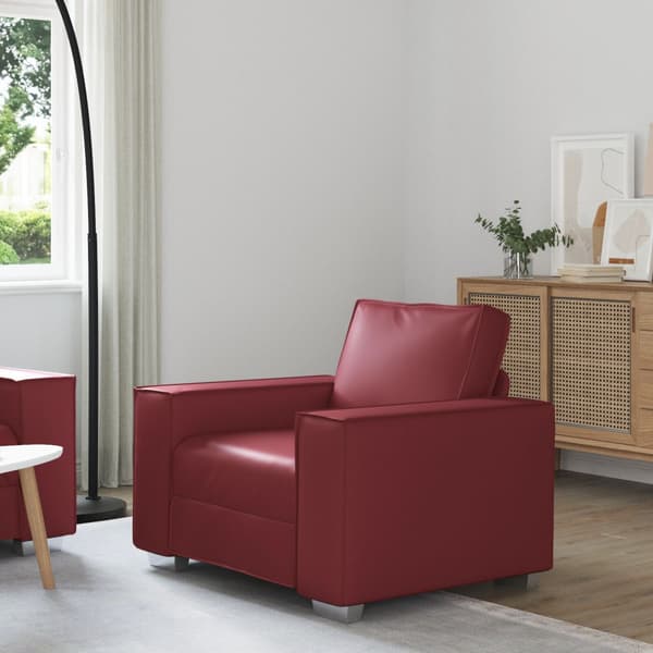 Soffstol Vinröd 100 cm Konstläder
