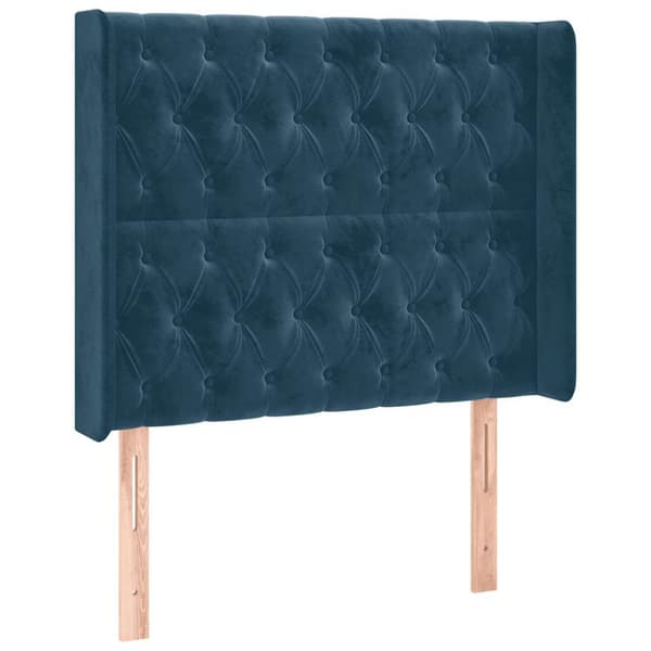 Sänggavel med kanter mörkblå 93x16x118/128 cm sammet