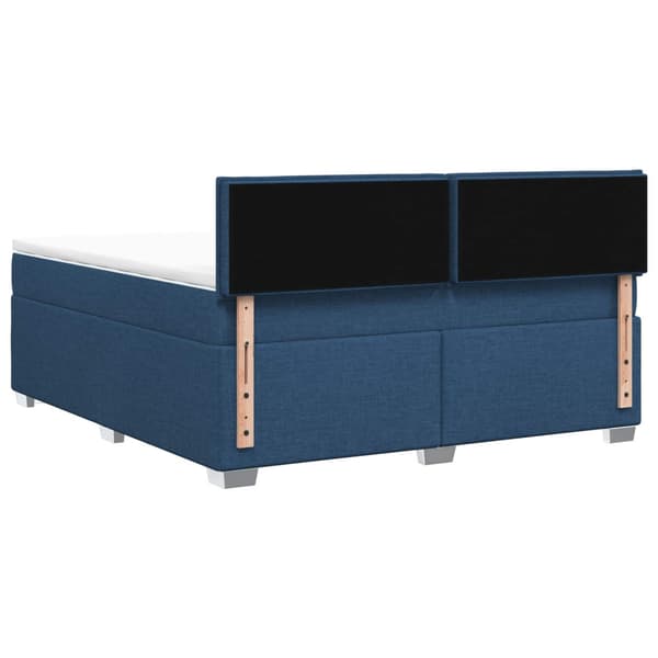 Boxspring säng med madrass och LED Blå 180 x 200 cm Tyg