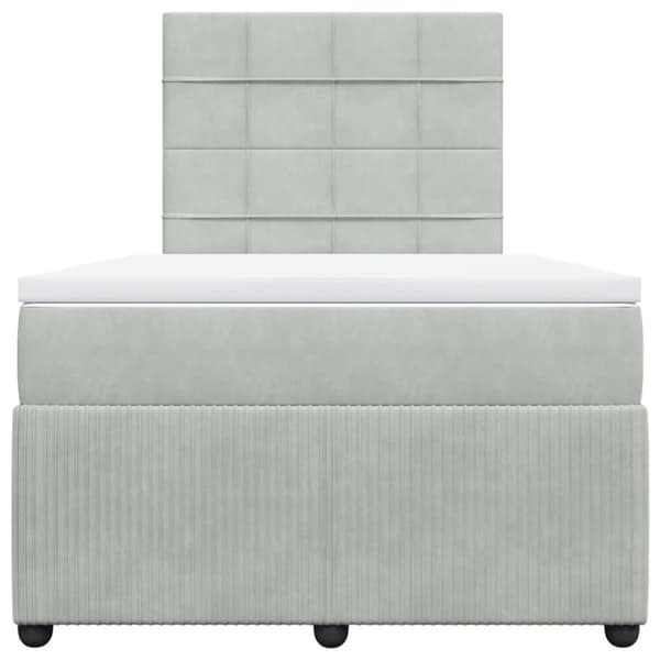 Ramsäng med madrass ljusgrå 120x200 cm sammet