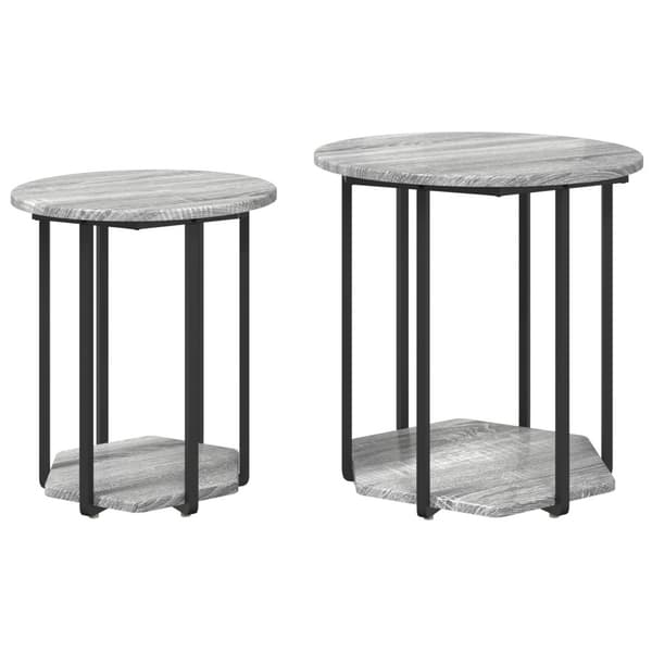 Sidobordsset med hylla 2 pcs Grå
