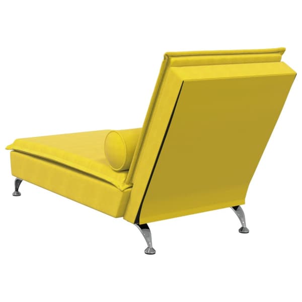 Massageschäslong med bolster gul sammet