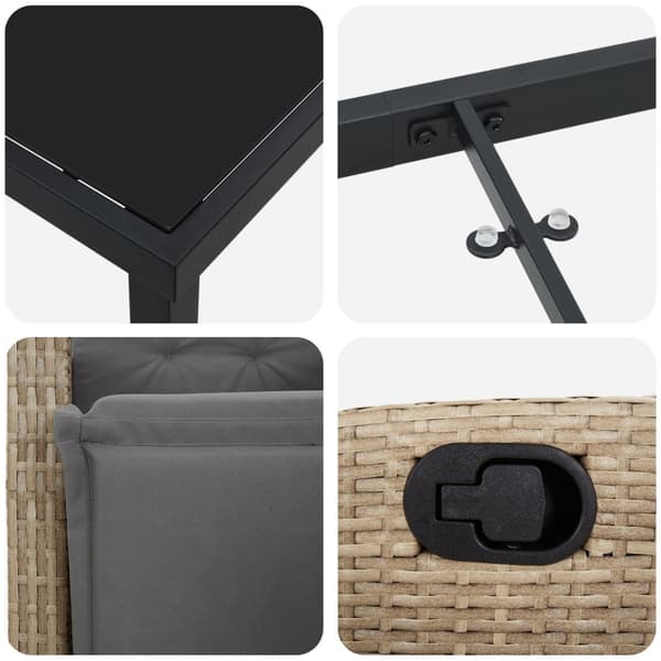 Trädgårdsmöbelset med kudde 9 pcs Beige konstrotting