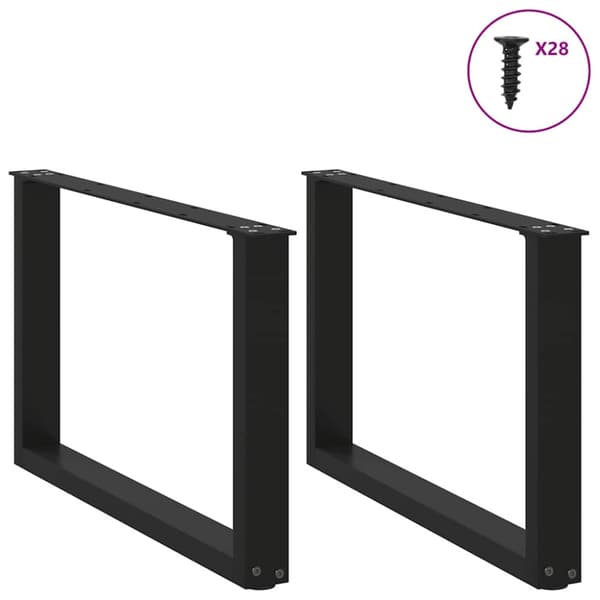 Soffbordsben U-formade 2 st svarta 70x(42-43) cm stål