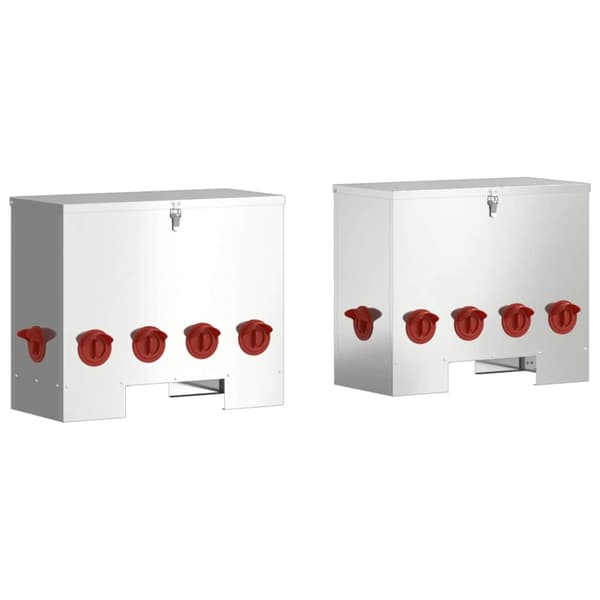 Hönsfodertråg 2 pcs Silver 60,5 x 29 x 51 cm Galvaniserat Stål