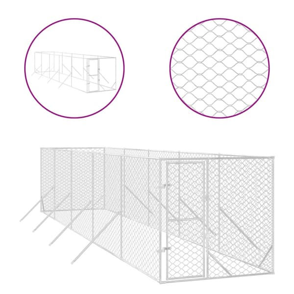 Hundgård för utomhusbruk silver 2x10x2 m galvaniserat stål