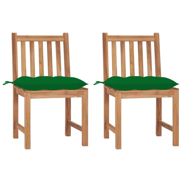 Trädgårdsstolar 2 st med dynor massiv teak