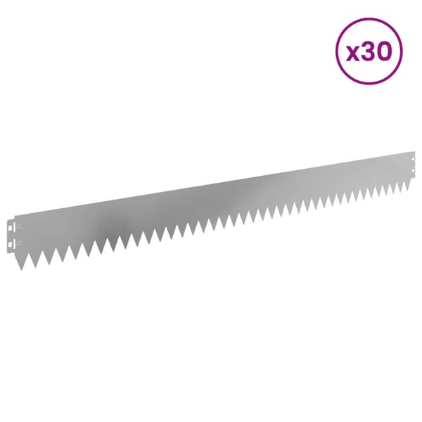 Kant för gräsmatta 30 pcs 103 x 10 cm Stål Silver