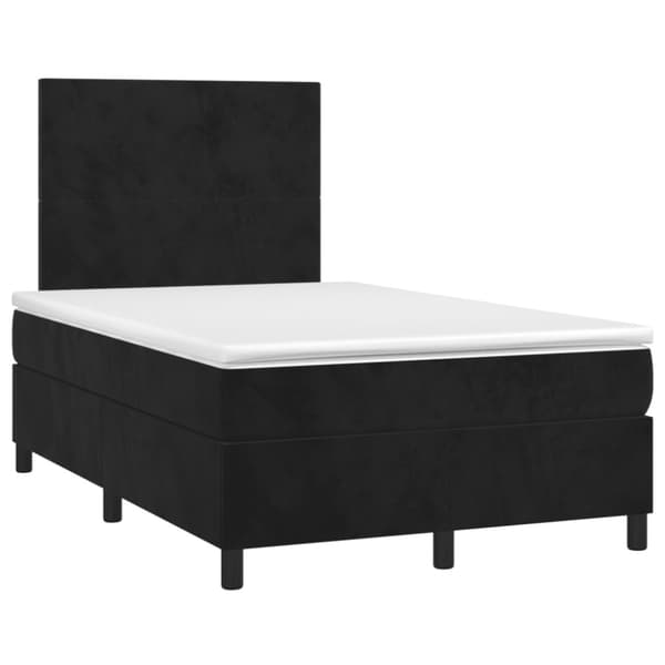 Ramsäng med madrass & LED svart 120x190 cm sammet