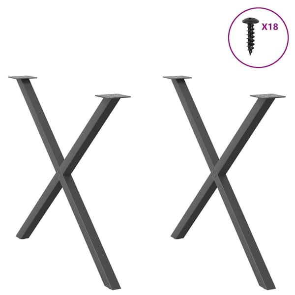 Matbordsben X-formade 2 st antracit 90x(72-73) cm stål