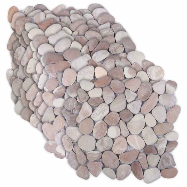 Pebble Tiles Beige och ljusrosa 30 x 30 cm Flodsten