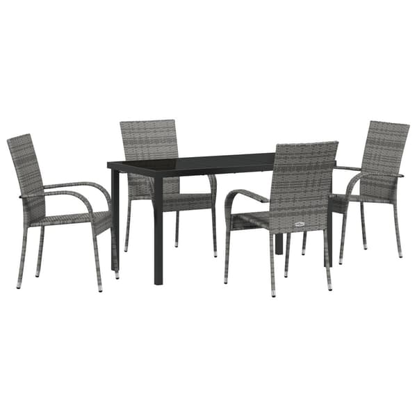 Trädgårdsmöbelset 5 pcs Grå Pulverlackerat stål