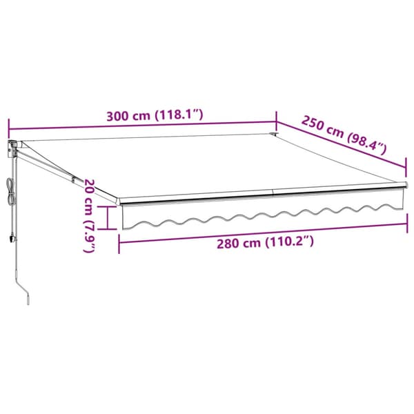Markis automatiskt infällbar brun 300x250 cm
