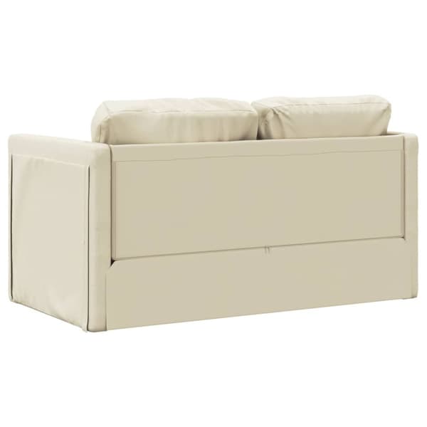 Golvbäddsoffa 2-i-1 gräddvit 112x174x55 cm konstläder