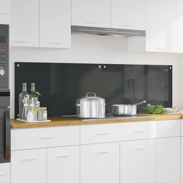 Köksskydd 2 pcs Mörkgrå 90 x 50 cm härdat glas