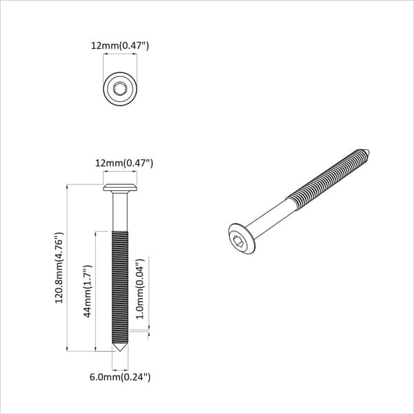 Skruv 2 pcs Silver M6 x 100 mm Stål
