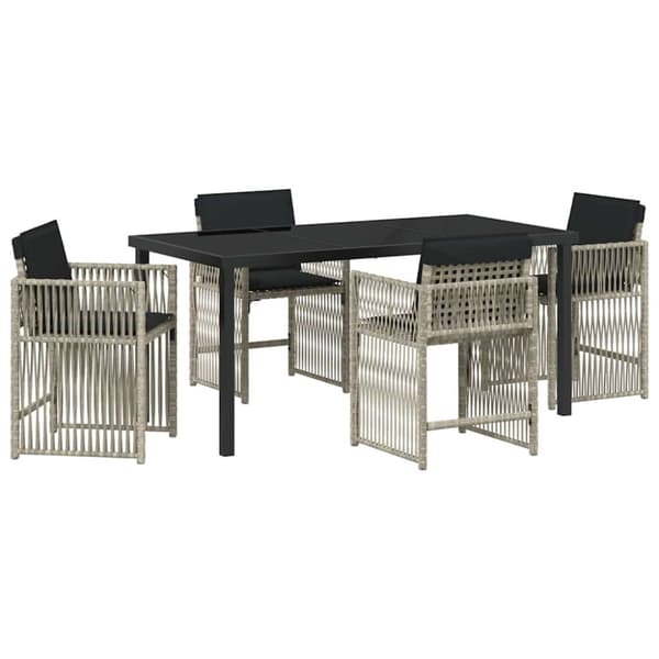 Trädgårdsmöbelset 5 pcs Ljusgrå konstrotting
