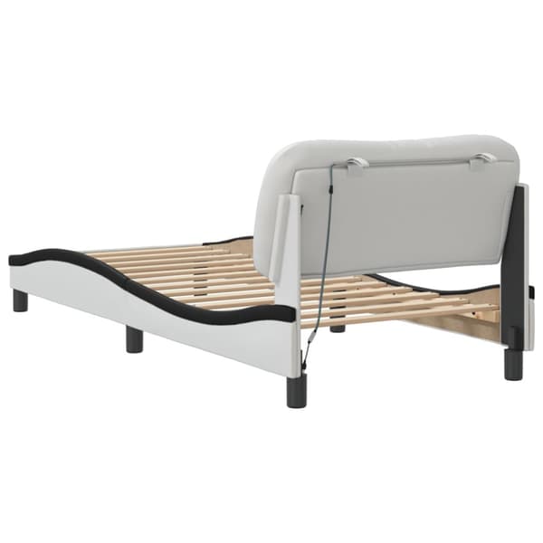 Bed Frame with LED without Mattress "Hvar" White and Black 90x190 cm