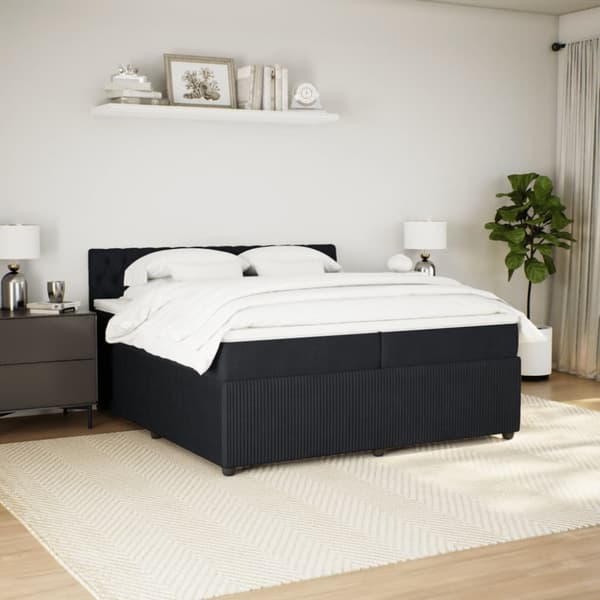 Ramsäng med madrass svart 200x200 cm sammet