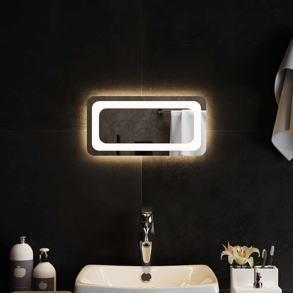 LED Badrumsspegel med spegel Transparent 40 x 20 cm härdat glas