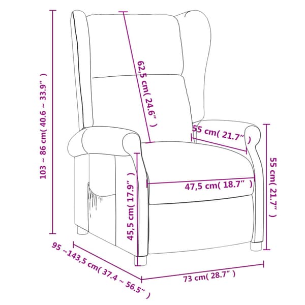 Reclinerfåtölj svart tyg