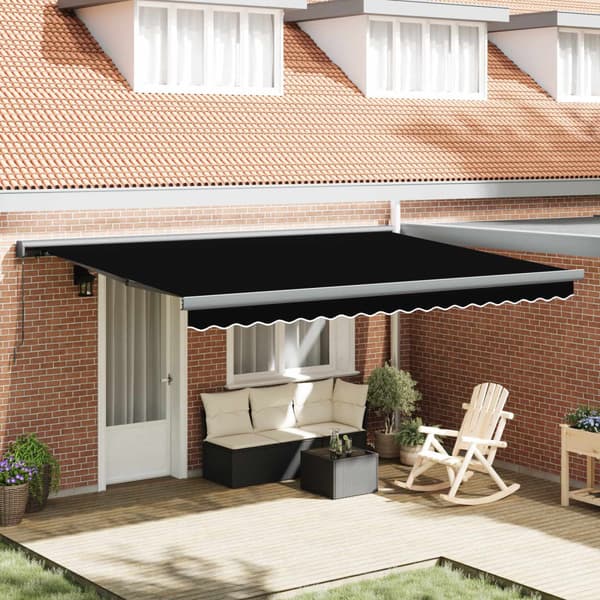 Utfällbar markis Svart 4 × 3 m Canvas och Aluminium