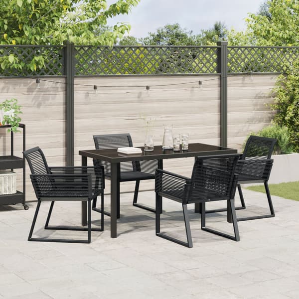 Trädgårdsmöbelset 5 pcs Svart Pulverlackerat stål