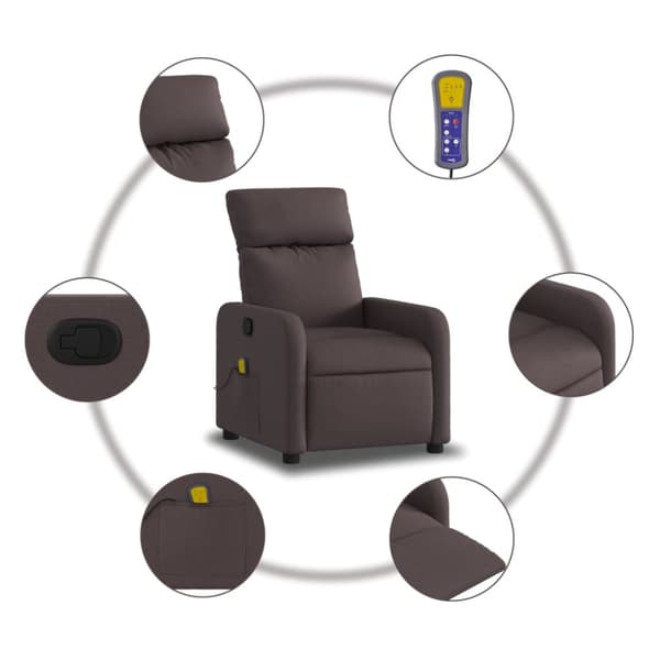 Massagefåtölj mörkbrun tyg