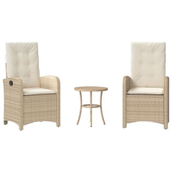 Bistrogrupp med dynor 3 delar beige konstrotting