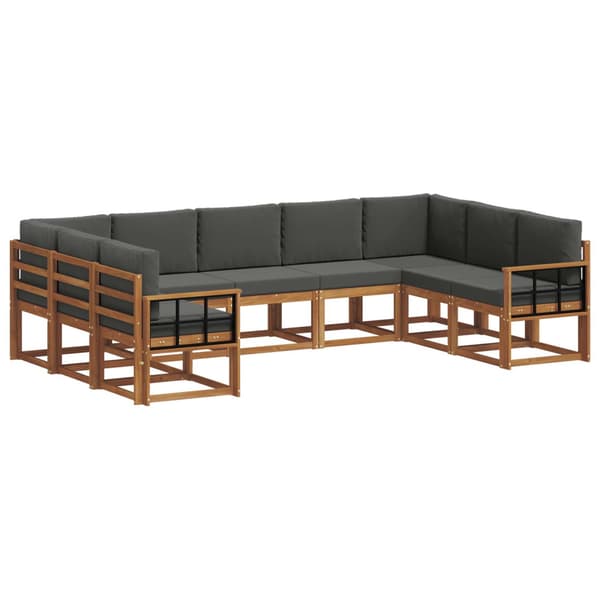 Utomhussoffset med kudde 9 pcs Naturlig och Antracit