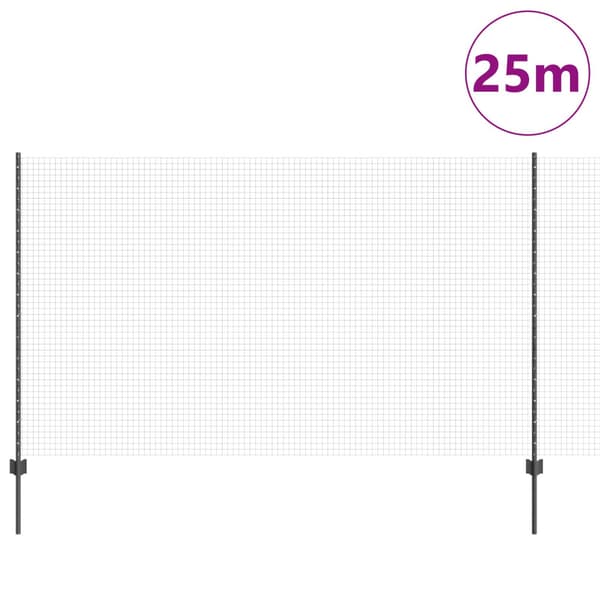 Stängsel med stolpe Grå 1,4 x 25 m Stål och PVC