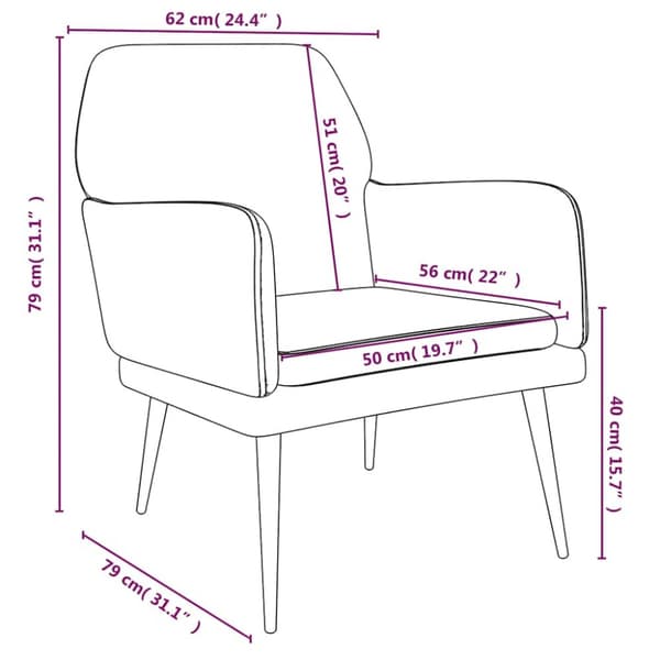 Fåtölj gul 62x79x79 cm sammet