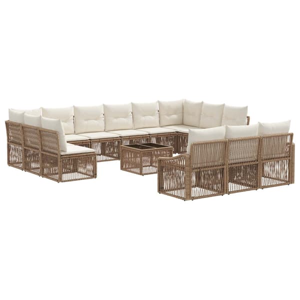 Trädgårdsoffset 14 pcs Beige konstrotting