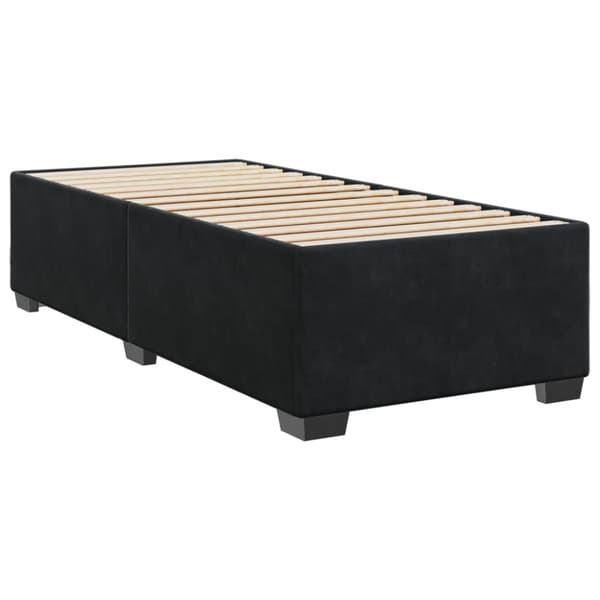 Ramsäng med madrass svart 90x190 cm sammet