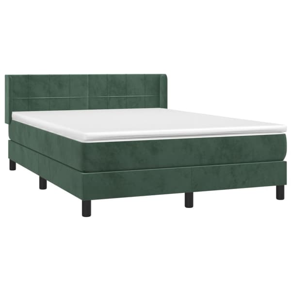 Ramsäng med madrass mörkgrön 140x190 cm sammet