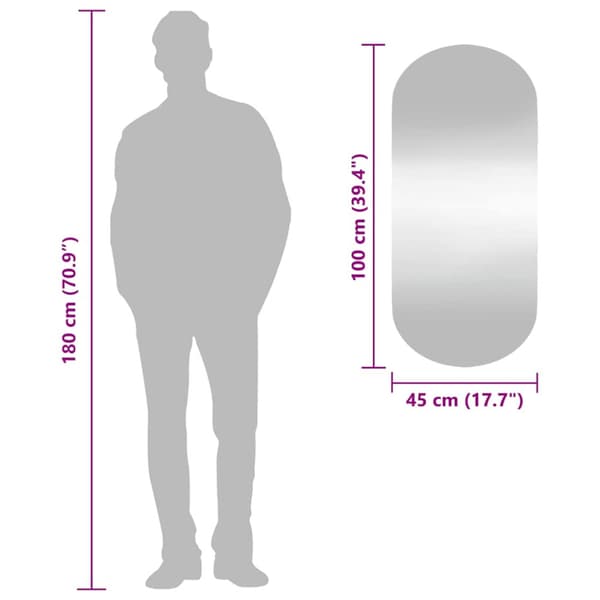 Väggspegel 45x100 cm glas oval