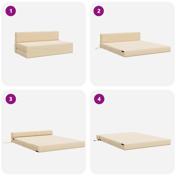 Fällsoffa säng Kräm 203 x 152 x 15 cm Kordread tyg