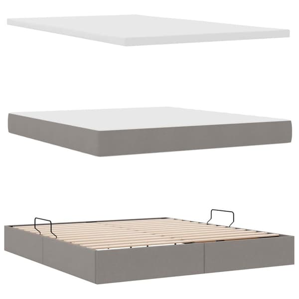 Förvaringssäng med madrass Taupe 180 x 200 cm Sammet
