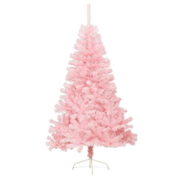 Halv plastgran med stativ rosa 180 cm PVC