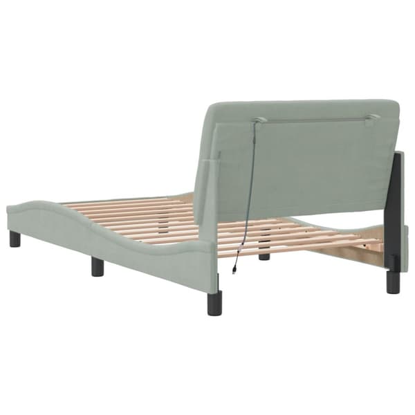 Bed Frame with LED without Mattress Light Grey 100x200 cm Velvet