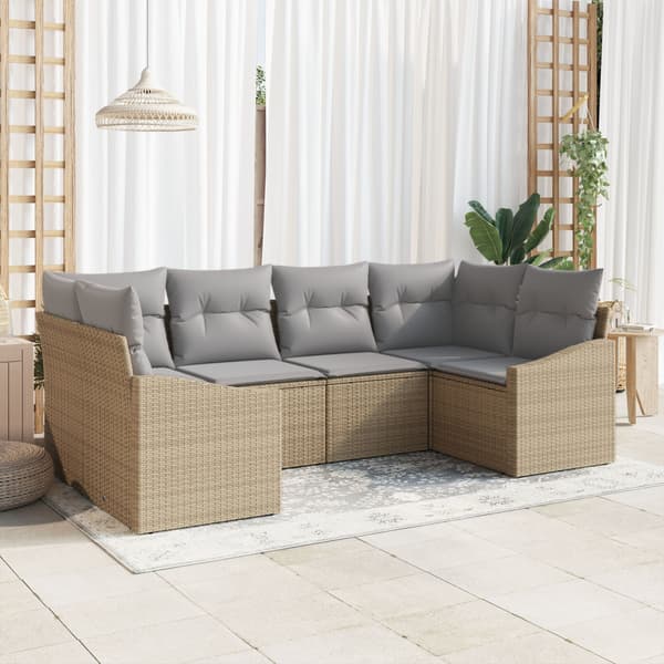 Trädgårdsoffset 6 pcs Beige och Ljusgrå konstrotting