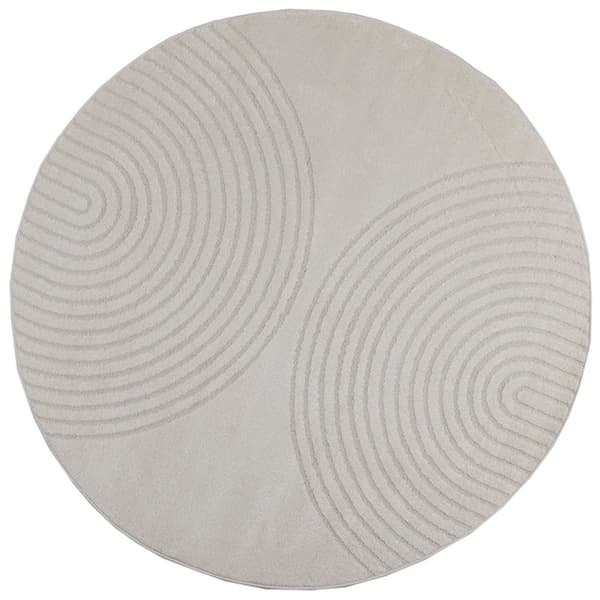Områdesmattor Rund GALATI Kräm Ø 200 CM Polyester