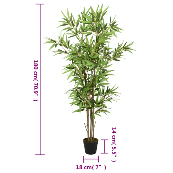 Konstväxt bambu 1288 blad 180 cm grön