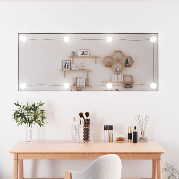 Väggspegel med LED-belysning 40x100 cm glas rektangulär