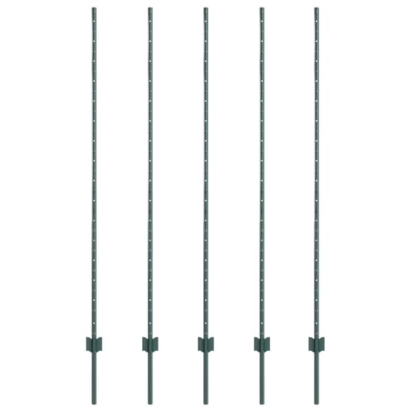 Stängselstolpe 5 pcs Grön 150 cm Stål