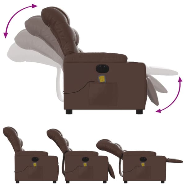 Elektrisk massagefåtölj brun konstläder