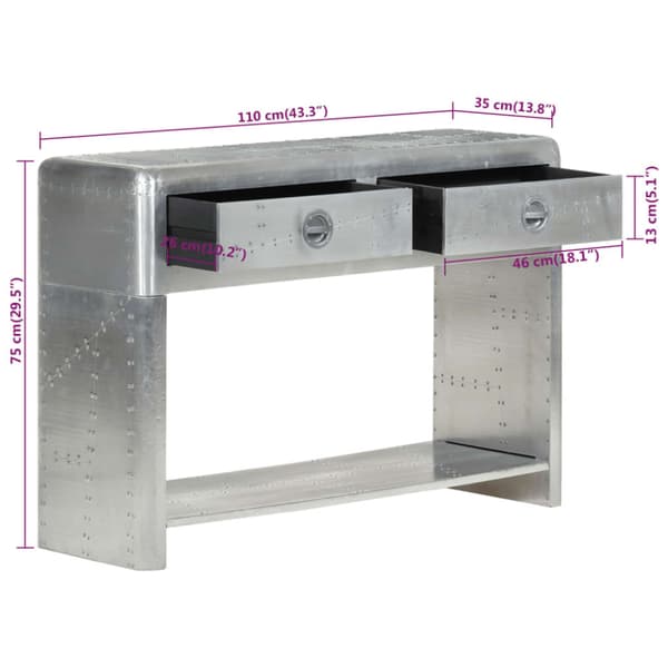Skänk aviatorstil 110x35x75 cm metall